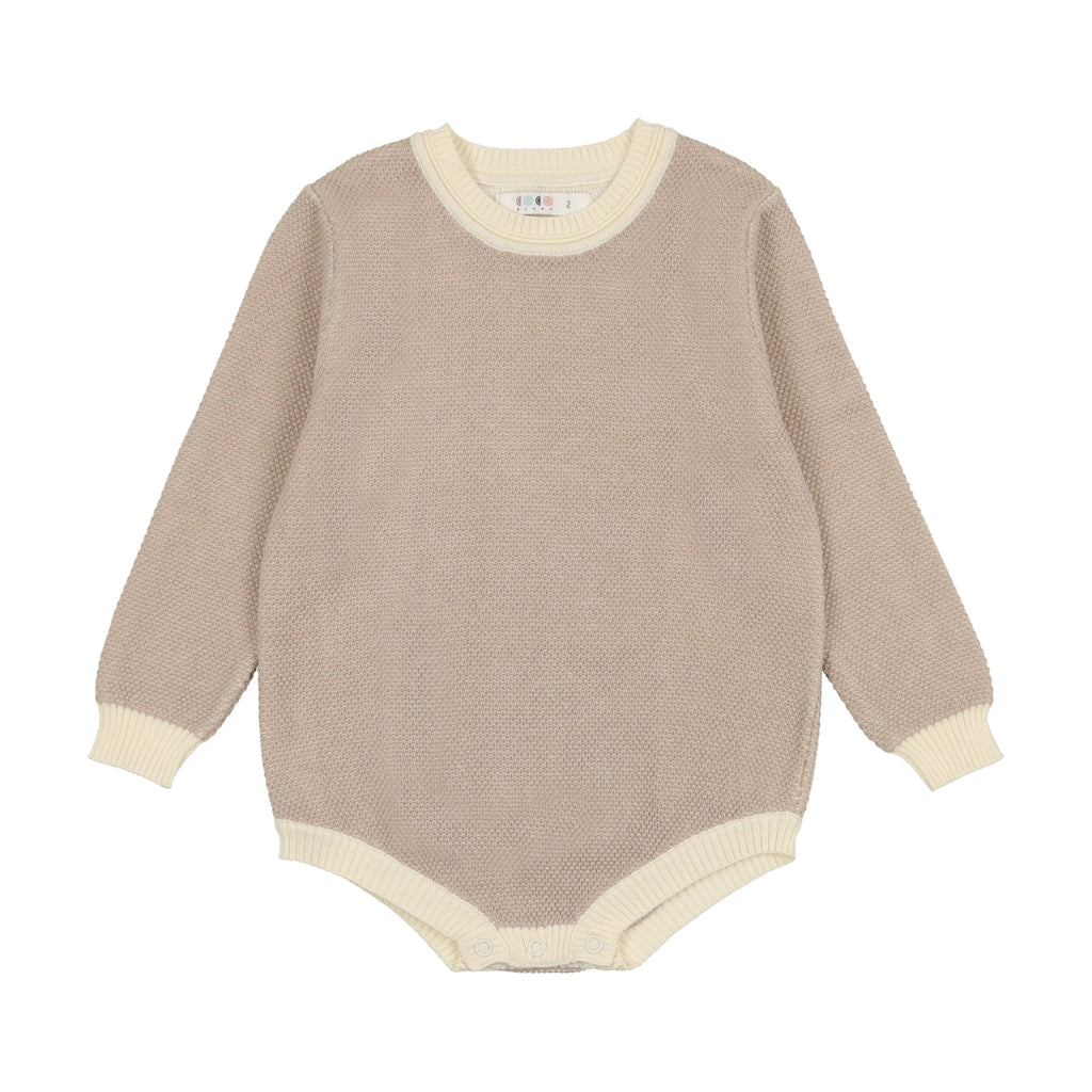 Coco Blanc Romper Jellybeanzkids Coco Blanc Honey Comb Knit Onesie- Oatmeal