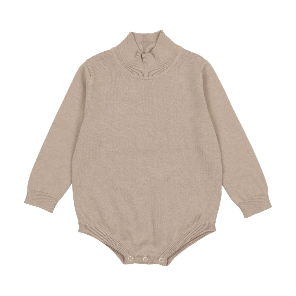 Coco Blanc Romper Jellybeanzkids Coco Blanc Knit mockneck Onesie- Oatmeal