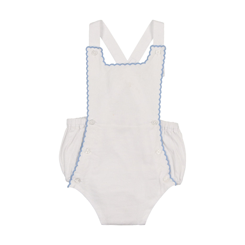 Coco Blanc Romper Jellybeanzkids Coco Blanc Scalloped Romper - White/Blue