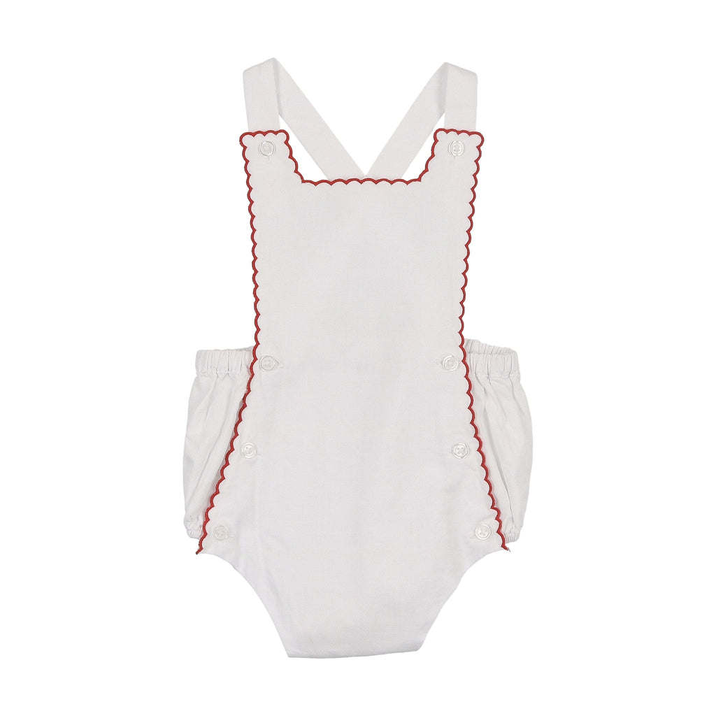 Coco Blanc Romper Jellybeanzkids Coco Blanc Scalloped Romper - White/Red
