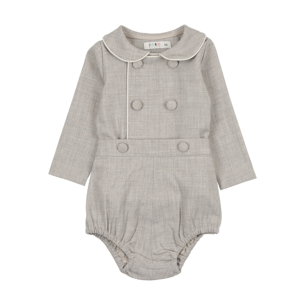 Coco Blanc Romper Jellybeanzkids Coco Blanc Wool Baby Peter Pan Bloomer Set- Grey