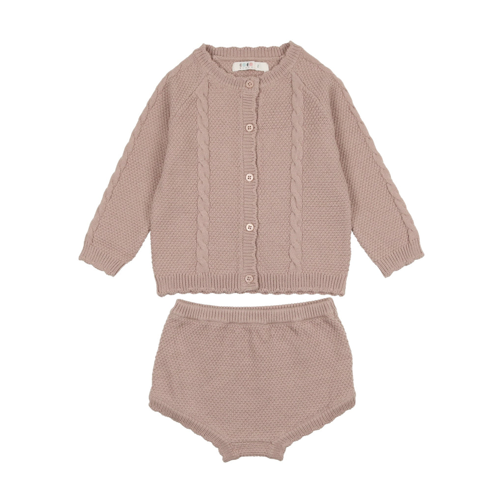 Coco Blanc set Jellybeanzkids Coco Blanc Cabled Bloomer Set- Soft Pink
