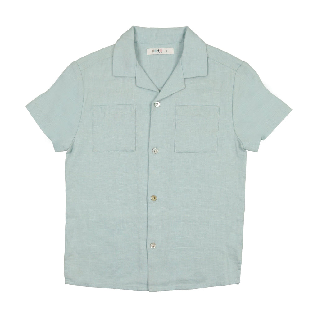 Coco Blanc Shirt Jellybeanzkids Coco Blanc Button Down Linen Shirt-Blue