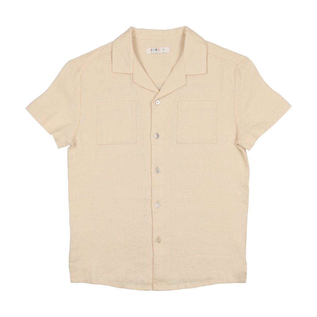 Coco Blanc Shirt Jellybeanzkids Coco Blanc Button Down Linen Shirt-Cream