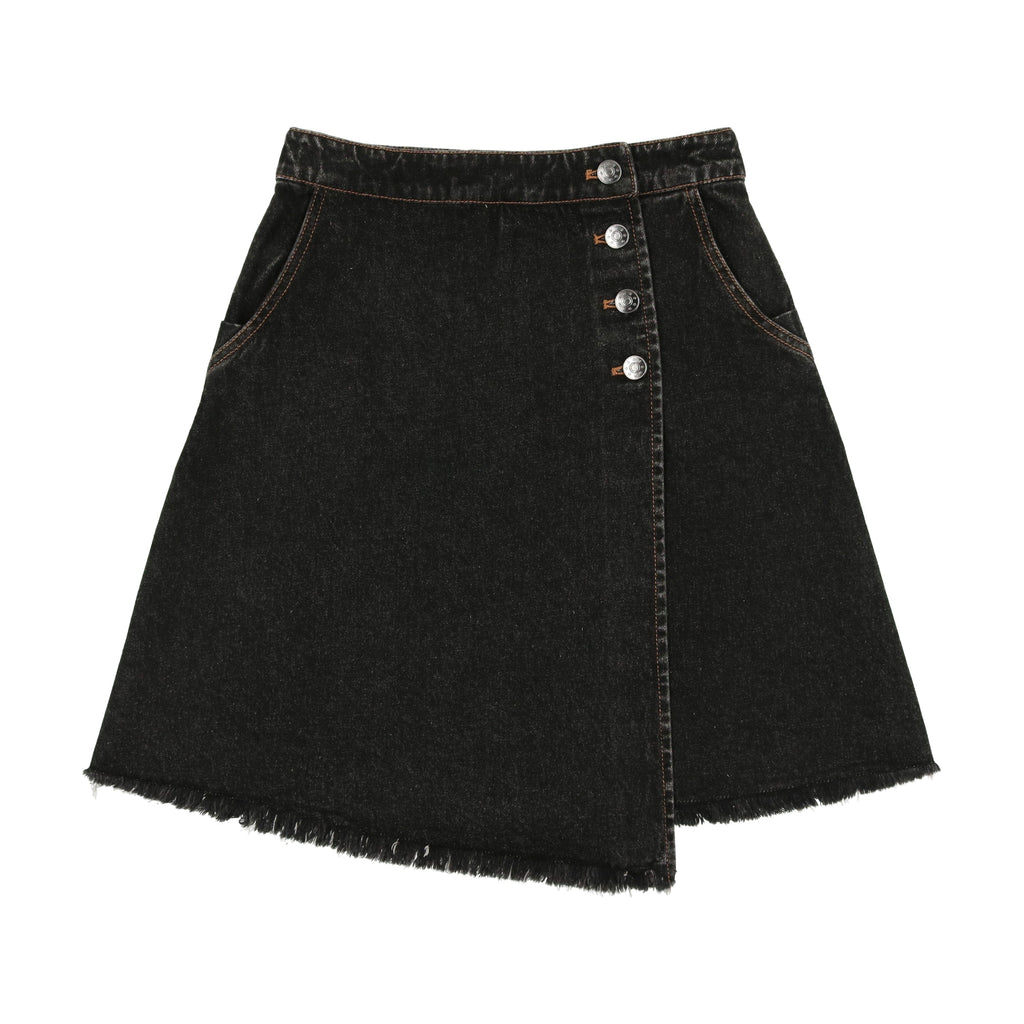 Coco Blanc Skirt Jellybeanzkids Coco Blanc Denim Button Skirt- Black Denim