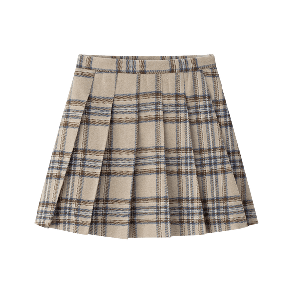 Coco Blanc Pleated Plaid Skirt
