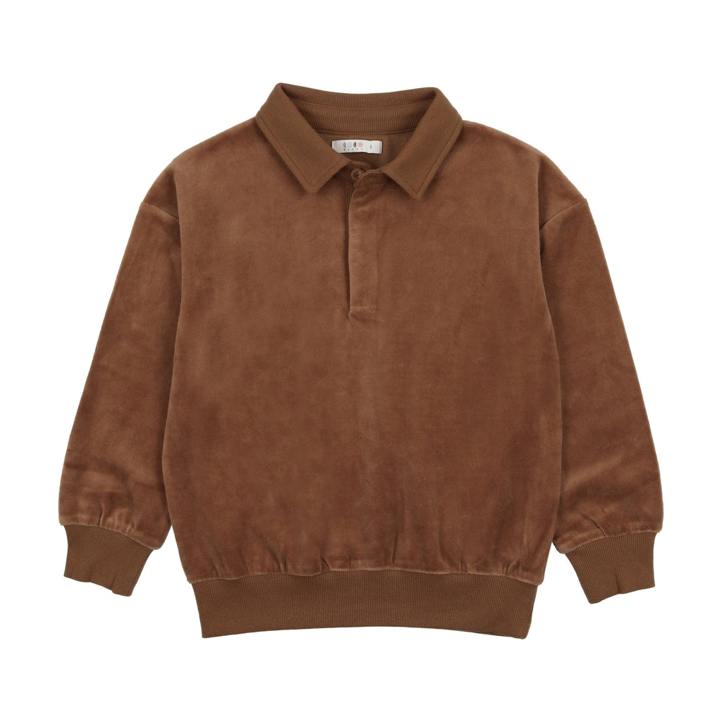 Coco Blanc Sweater Jellybeanzkids Coco Blanc Boys Velour Polo- Brown
