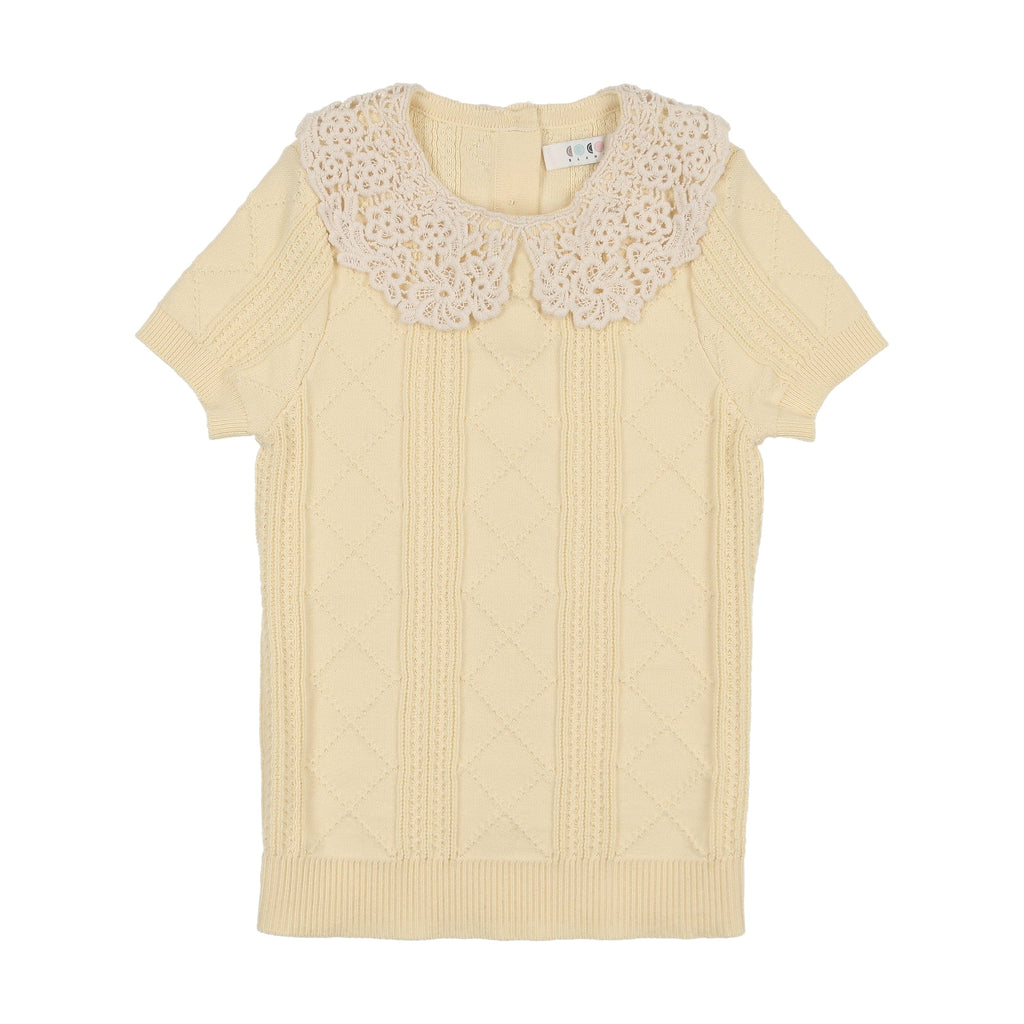 Coco Blanc Sweater Jellybeanzkids Coco Blanc Crochet Collar Sweater