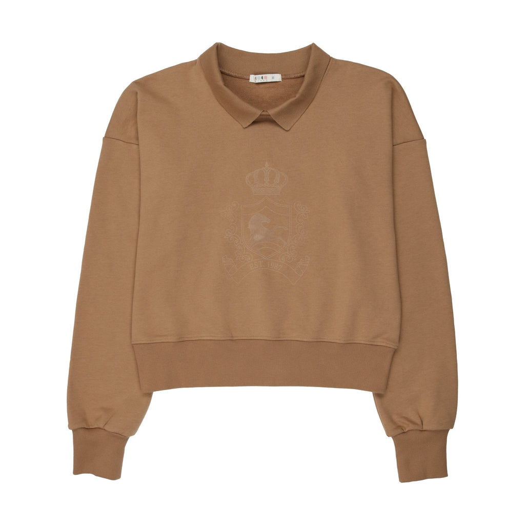 Coco Blanc Sweatshirt Jellybeanzkids Coco Blanc Crest Sweatshirt- Nutmeg