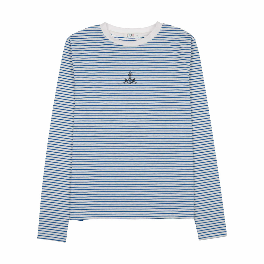 Coco Blanc T-shirt Jellybeanzkids Coco Blanc Striped Tee - Light Blue