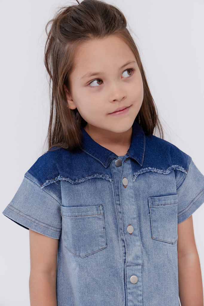 Crew Dress Jellybeanzkids Crew Denim Two Tone Dress