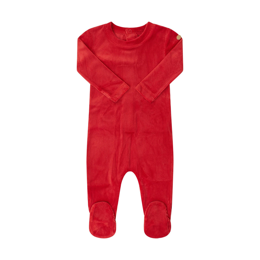 Crew Footie Jellybeanzkids Crew Script Velour Footie- Red