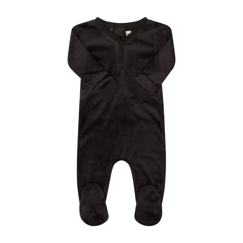 Crew Footie Jellybeanzkids Crew Velour Track Footie- Black