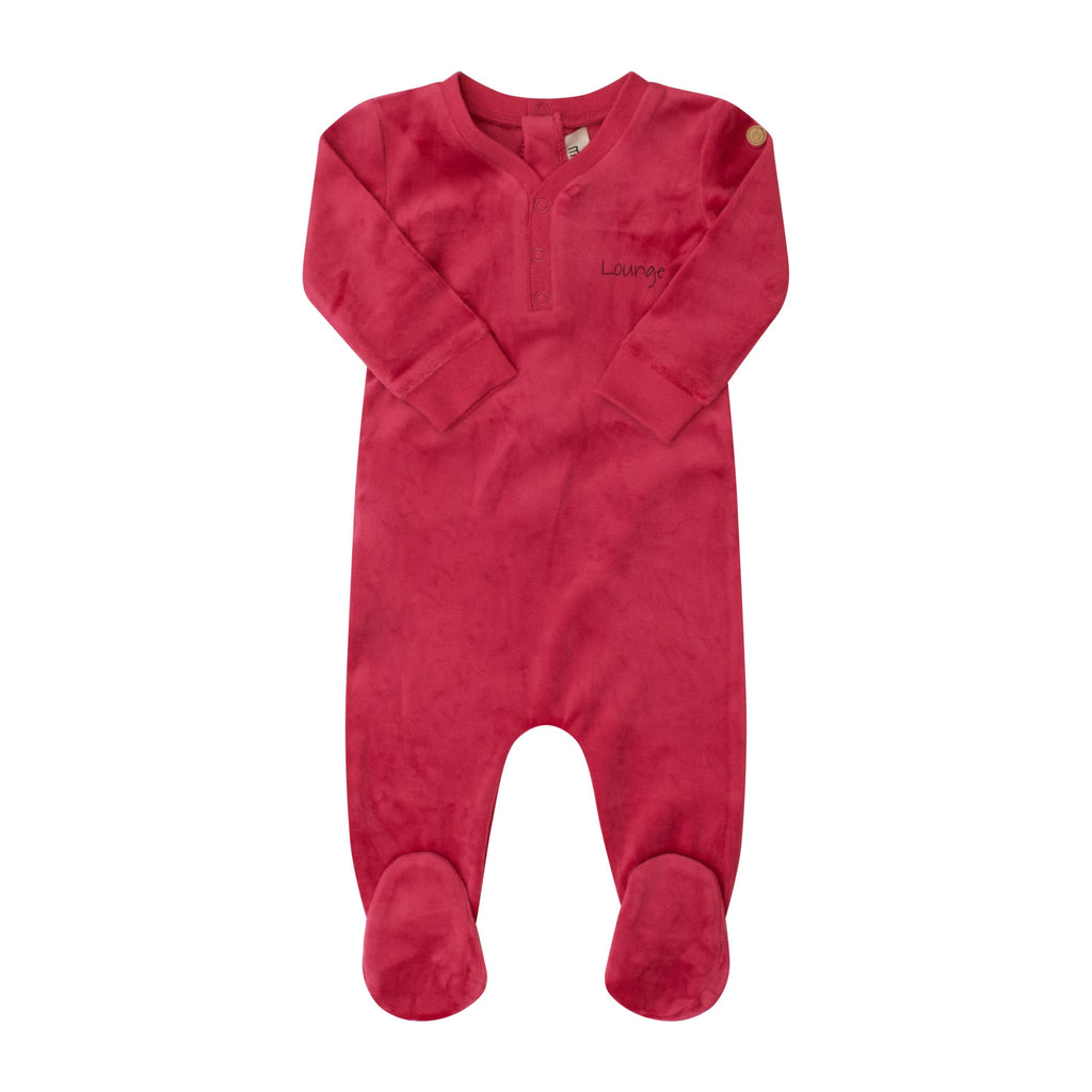 Crew Footie Jellybeanzkids Crew Velour Track Footie- Pink