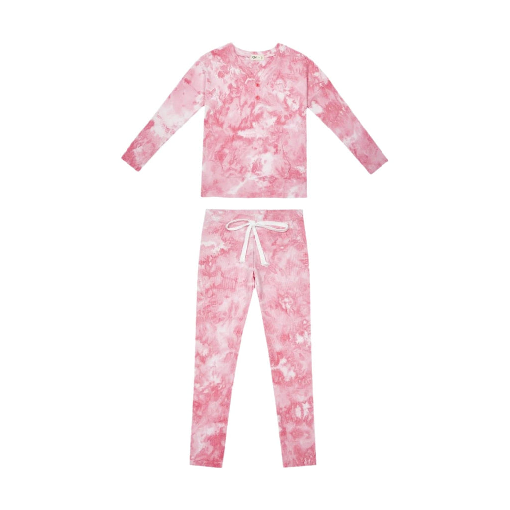 Crew Pajamas Jellybeanzkids Crew Neon Wash Pajamas-Pink