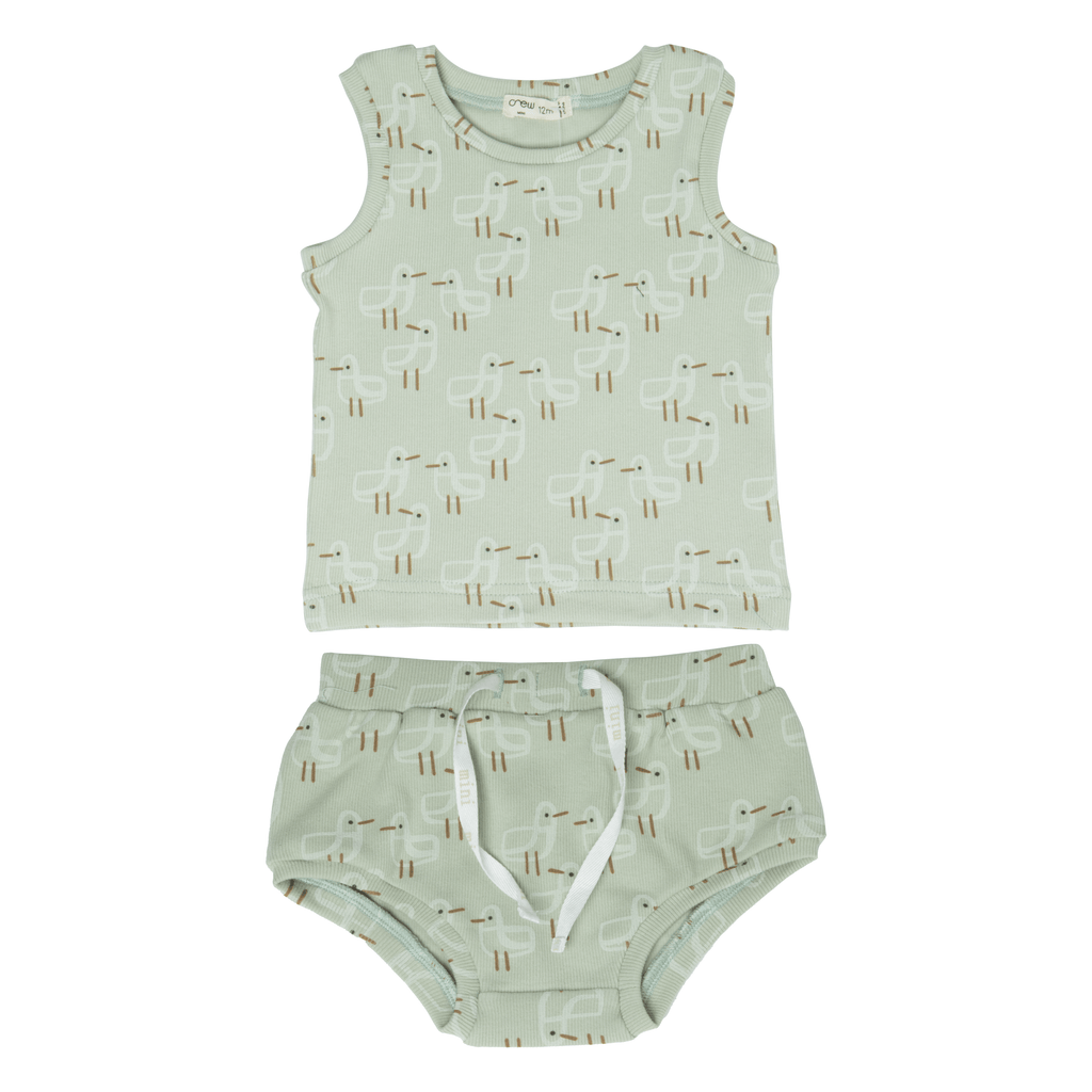 Crew set Jellybeanzkids Crew Ribbed Boys Set- Celery