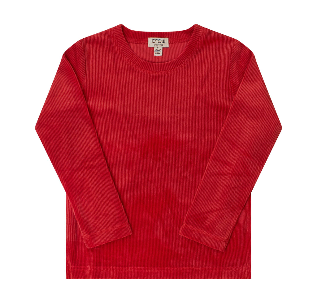 Crew Set Jellybeanzkids Crew Script Velour Lounge Set- Red