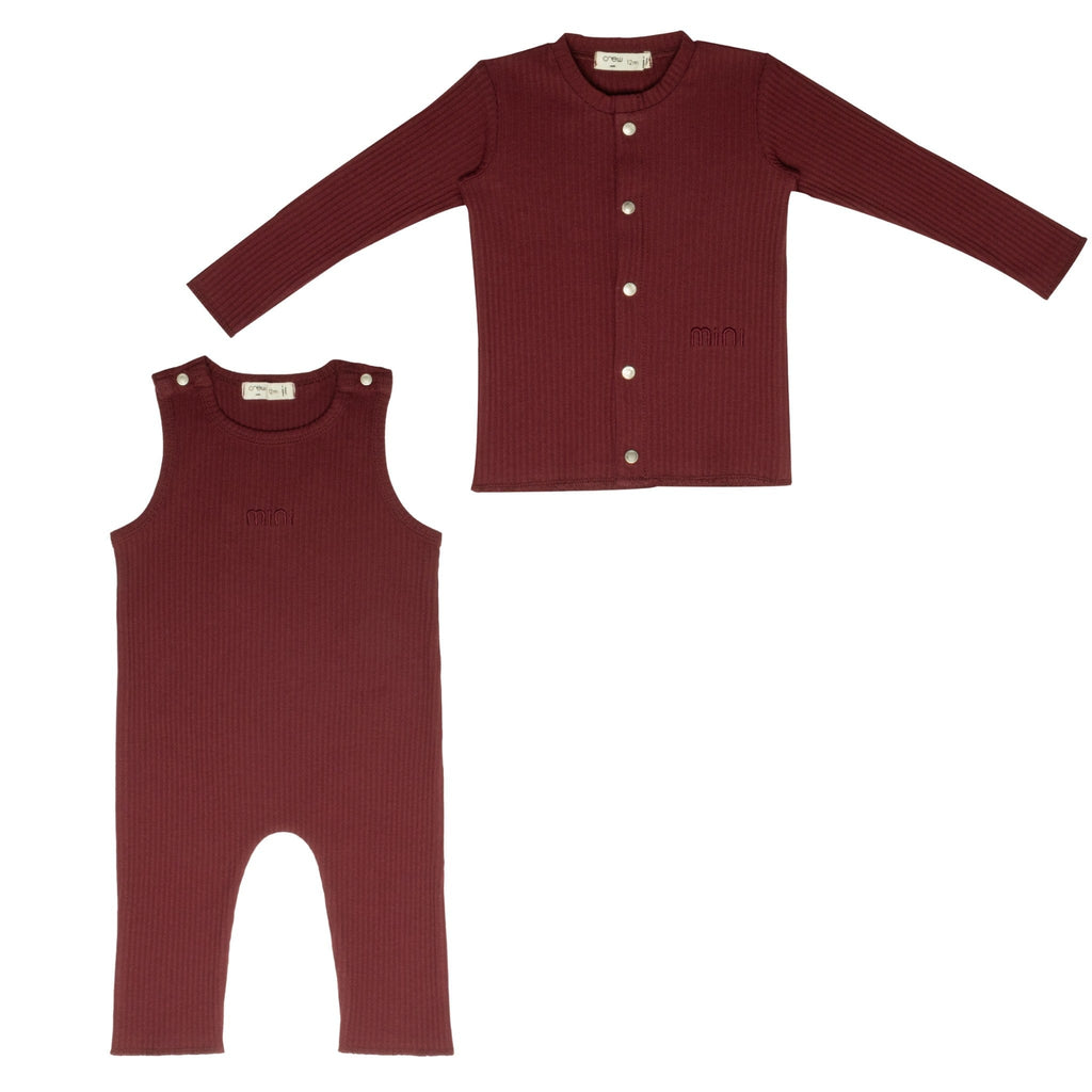 Crew set Jellybeanzkids Crew Ziki Rib Overall Set-Berry