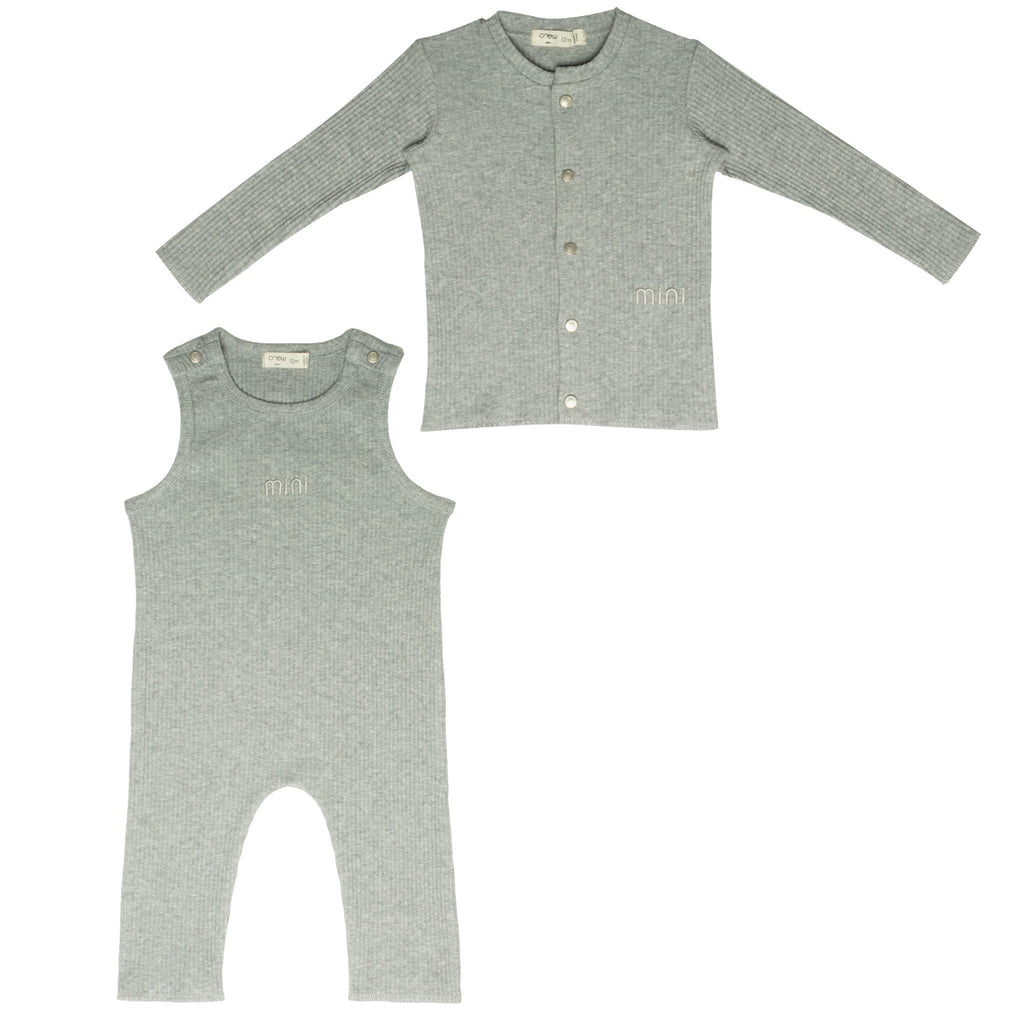 Crew set Jellybeanzkids Crew Ziki Rib Overall Set-Grey