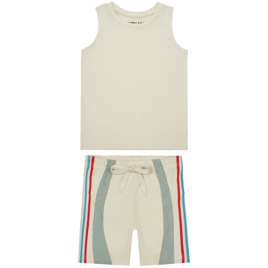 Crew swimwear Jellybeanzkids Crew Rib Detail Swim Trunk Set