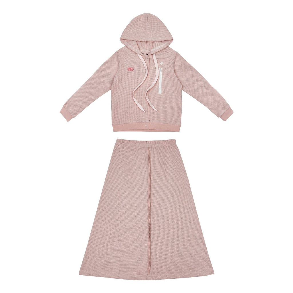 Crew swimwear Jellybeanzkids Crew Waffle Zip Maxi Set- Pink