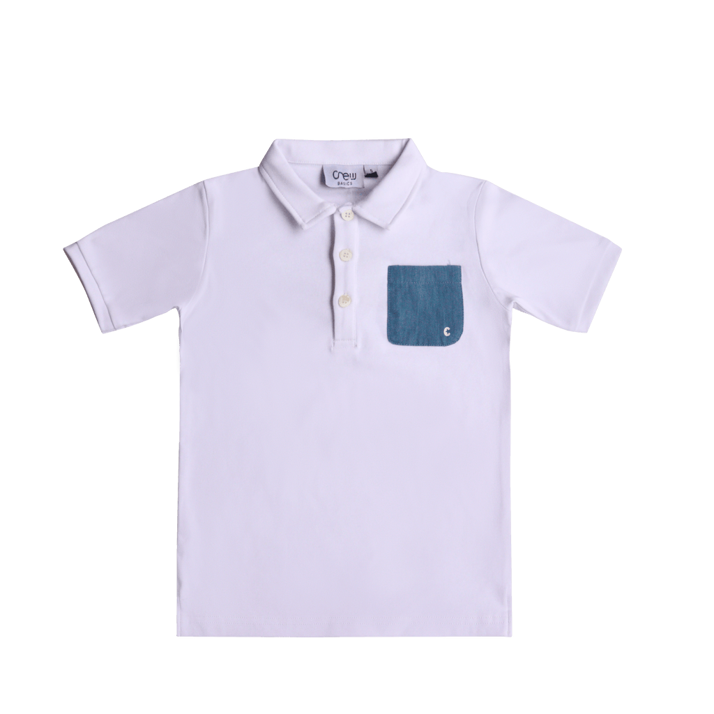 Crew T-shirt Jellybeanzkids Crew Denim Pocket Polo- White