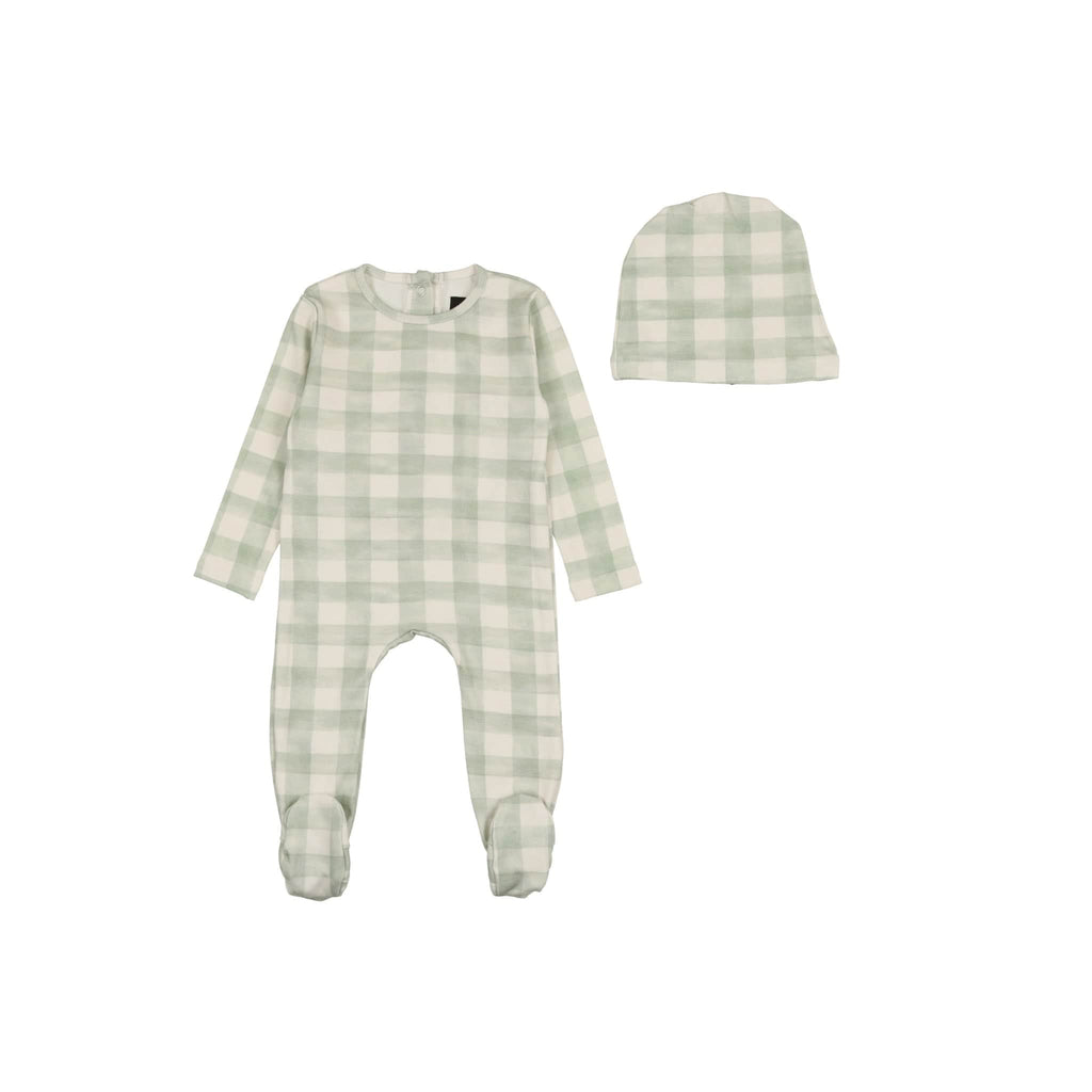 Cuddle&Coo Footie Jellybeanzkids Cuddle & Coo Mint Checked Footie+ Beanie