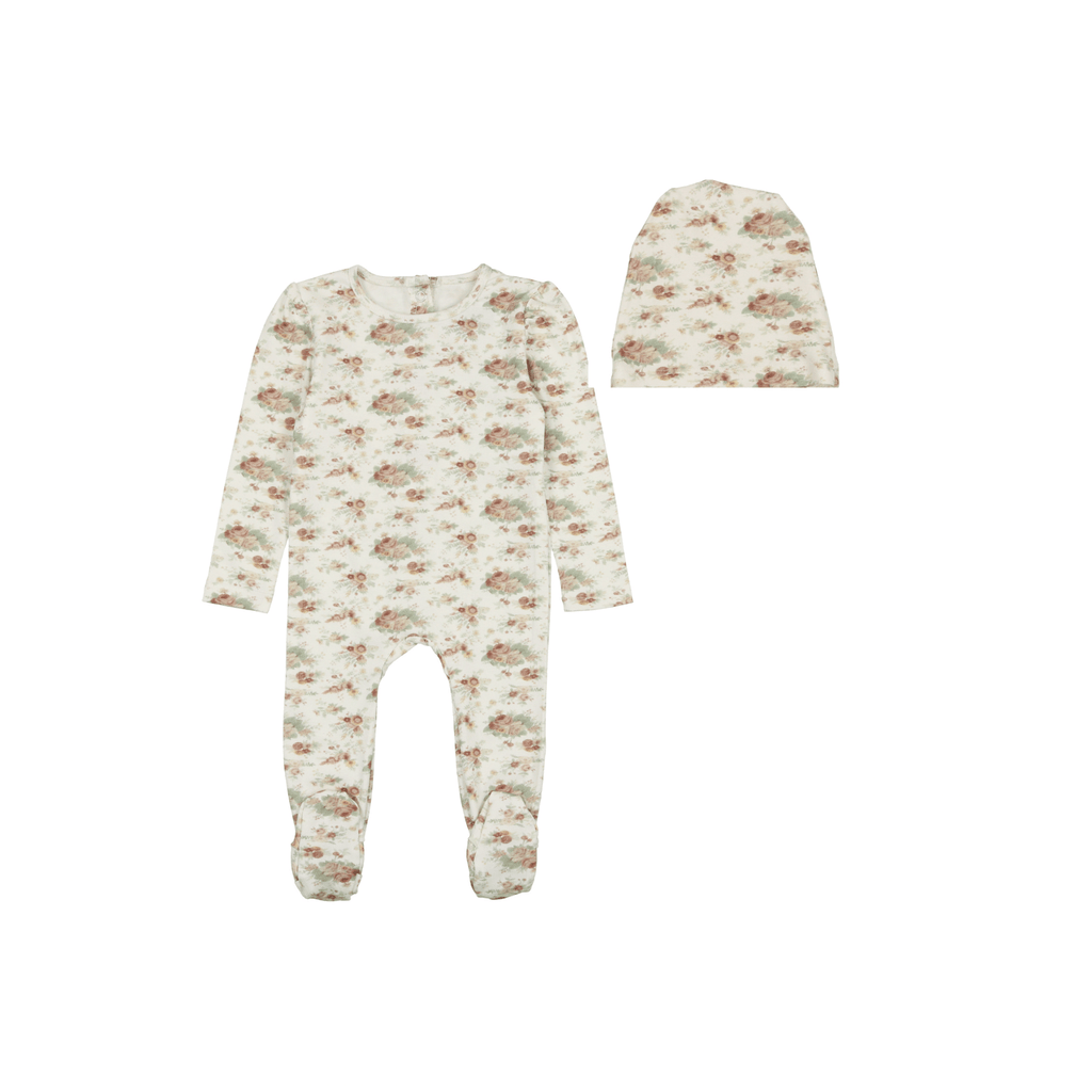 Cuddle&Coo Footie Jellybeanzkids Cuddle & Coo Vintage Floral Footie+ Beanie