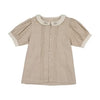 Lil Legs Blouse Jellybeanzkids Lil Legs Pintuck Short Sleeve Blouse - Wheat