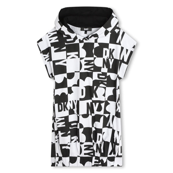 DKNY Girls Logo Hooded Sleeve Dress - 8