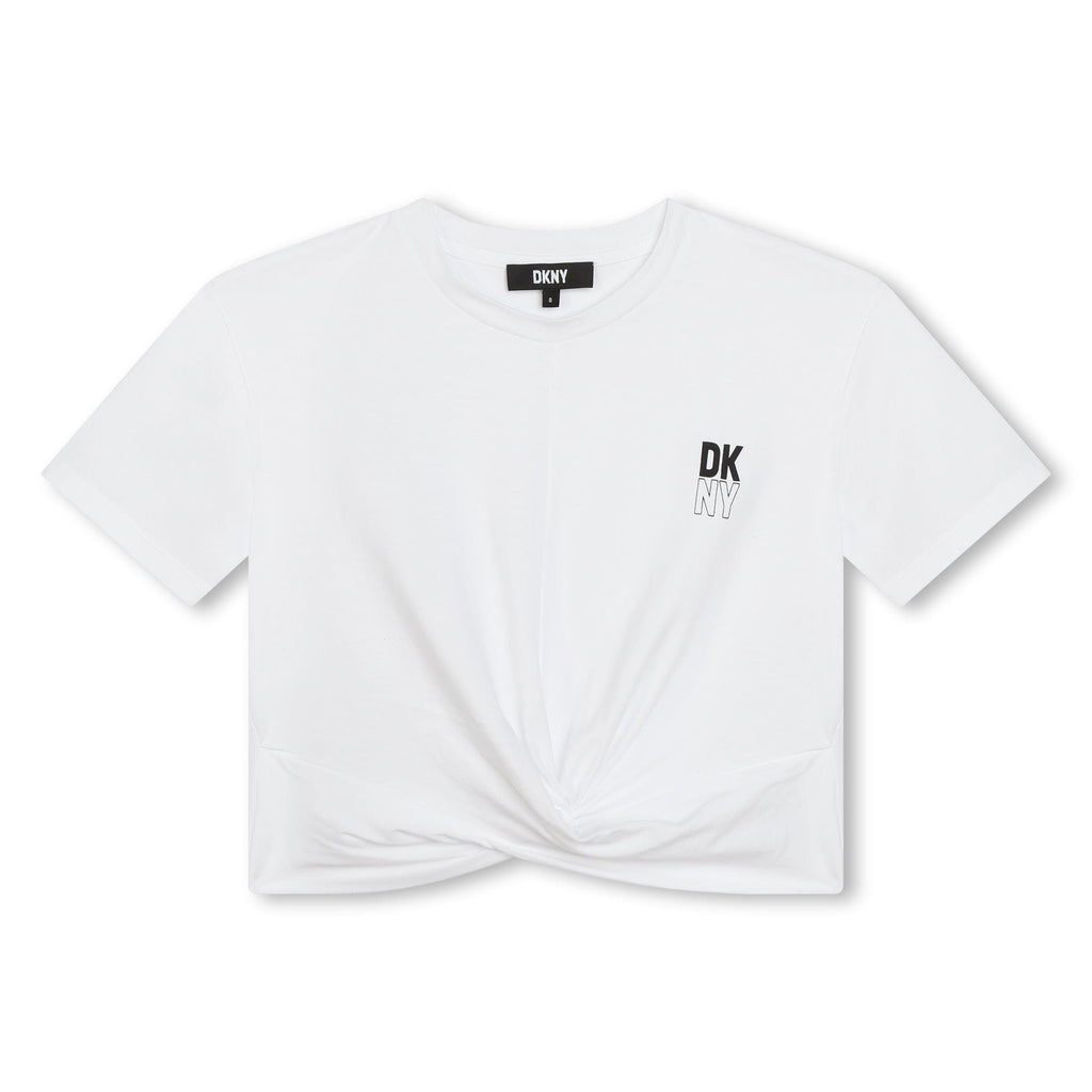 DKNY Tee Jellybeanzkids DKNY Cropped Tee Twisted Front White