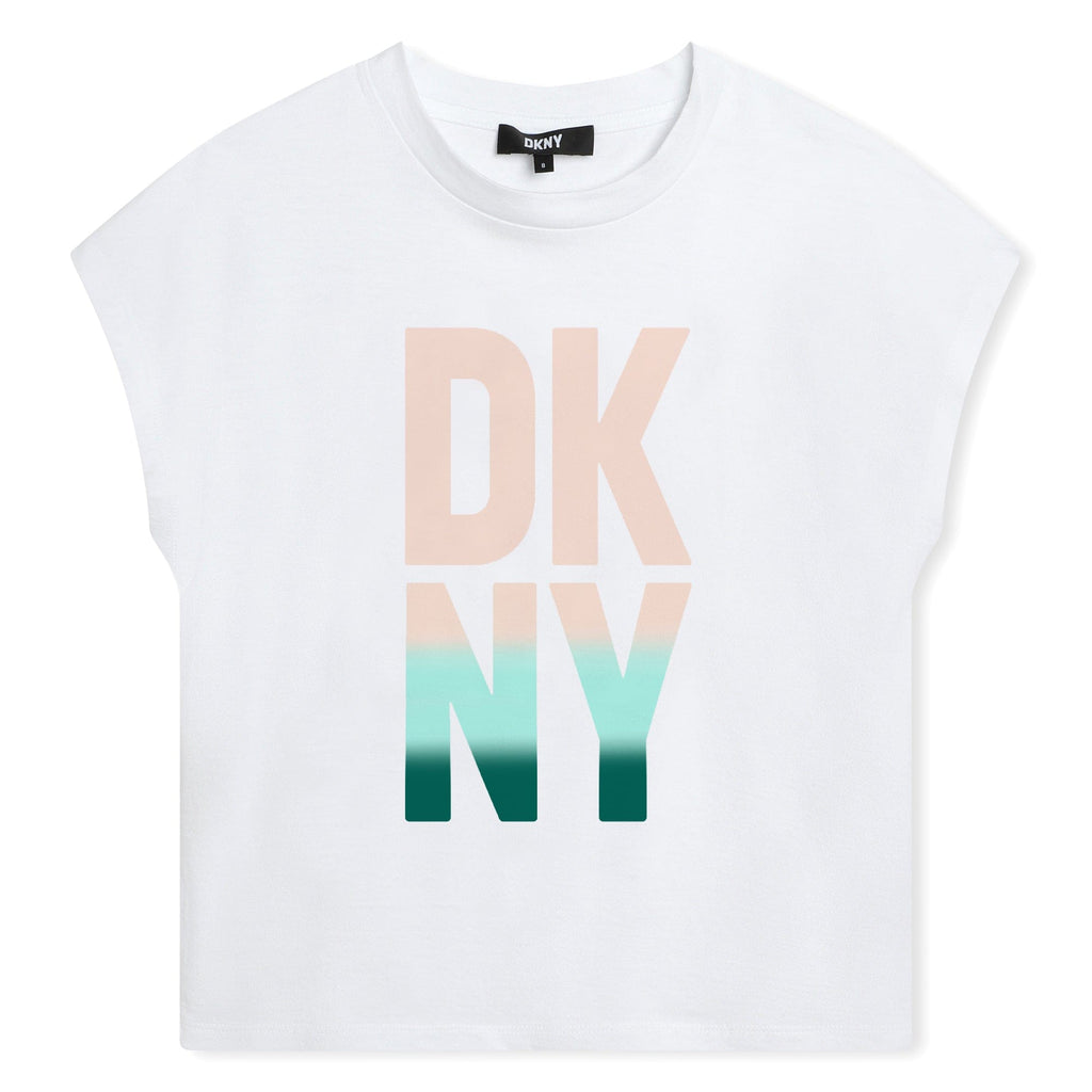 DKNY Tee Jellybeanzkids DKNY Girls Colorful Logo Tee White