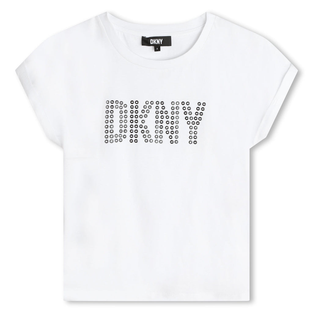DKNY Tee Jellybeanzkids DKNY Girls Studded Logo Tee White