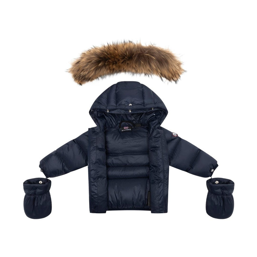 Ellabee Coat Jellybeanzkids Ellabee Bella Enfant Fur Down Jacket-Navy Racoon