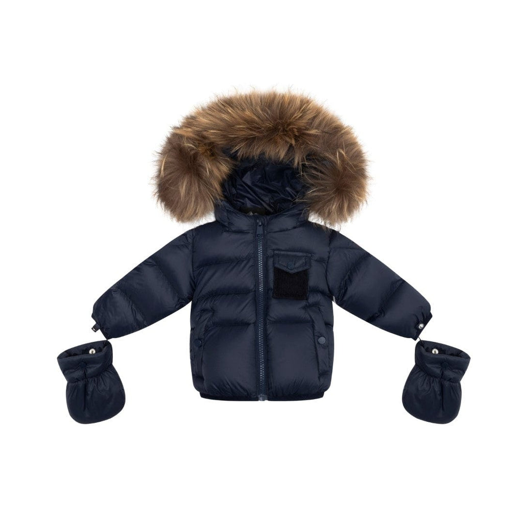 Ellabee Coat Jellybeanzkids Ellabee Bella Enfant Fur Down Jacket-Navy Racoon
