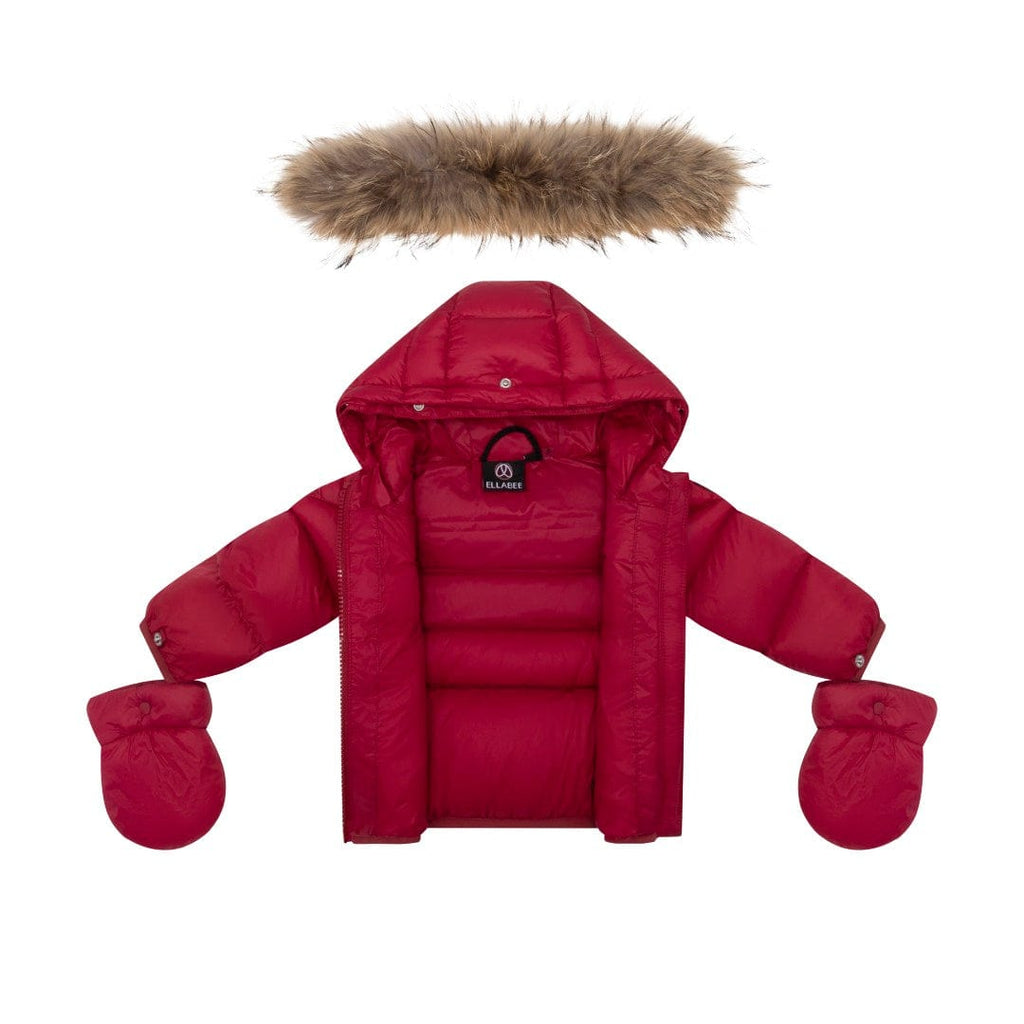 Ellabee Coat Jellybeanzkids Ellabee Bella Enfant Fur Down Jacket-Rasberry Racoon