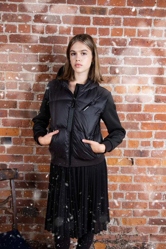 Ellabee Coat Jellybeanzkids Ellabee Eva Fur Lined Down Bomber Hoodie- Black
