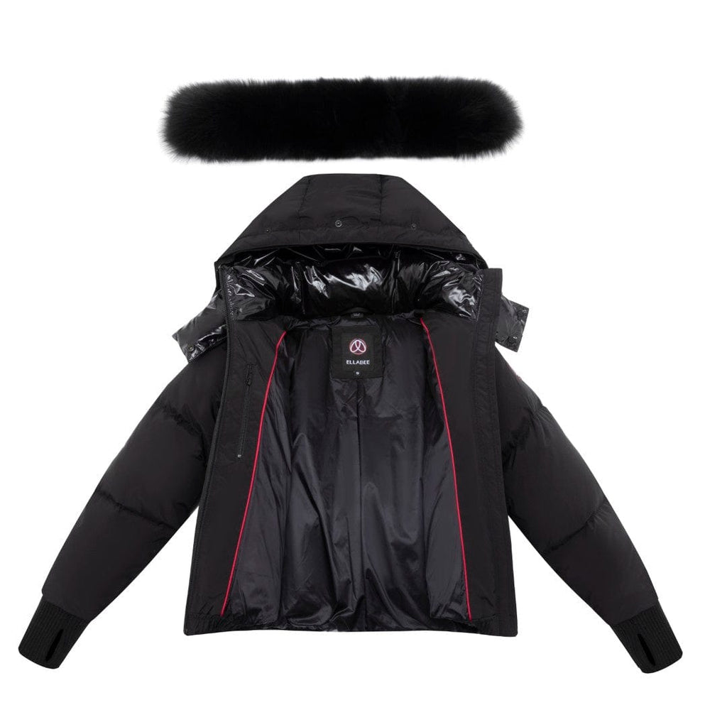 Ellabee Coat Jellybeanzkids Ellabee Stella Down Fur Jacket- Black