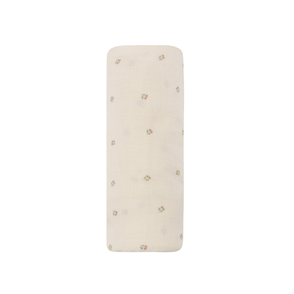 Ely's&Co. Accessories Jellybeanzkids Elys Embroidered Tulip Muslin Swaddle- Ivory Tulip One Size