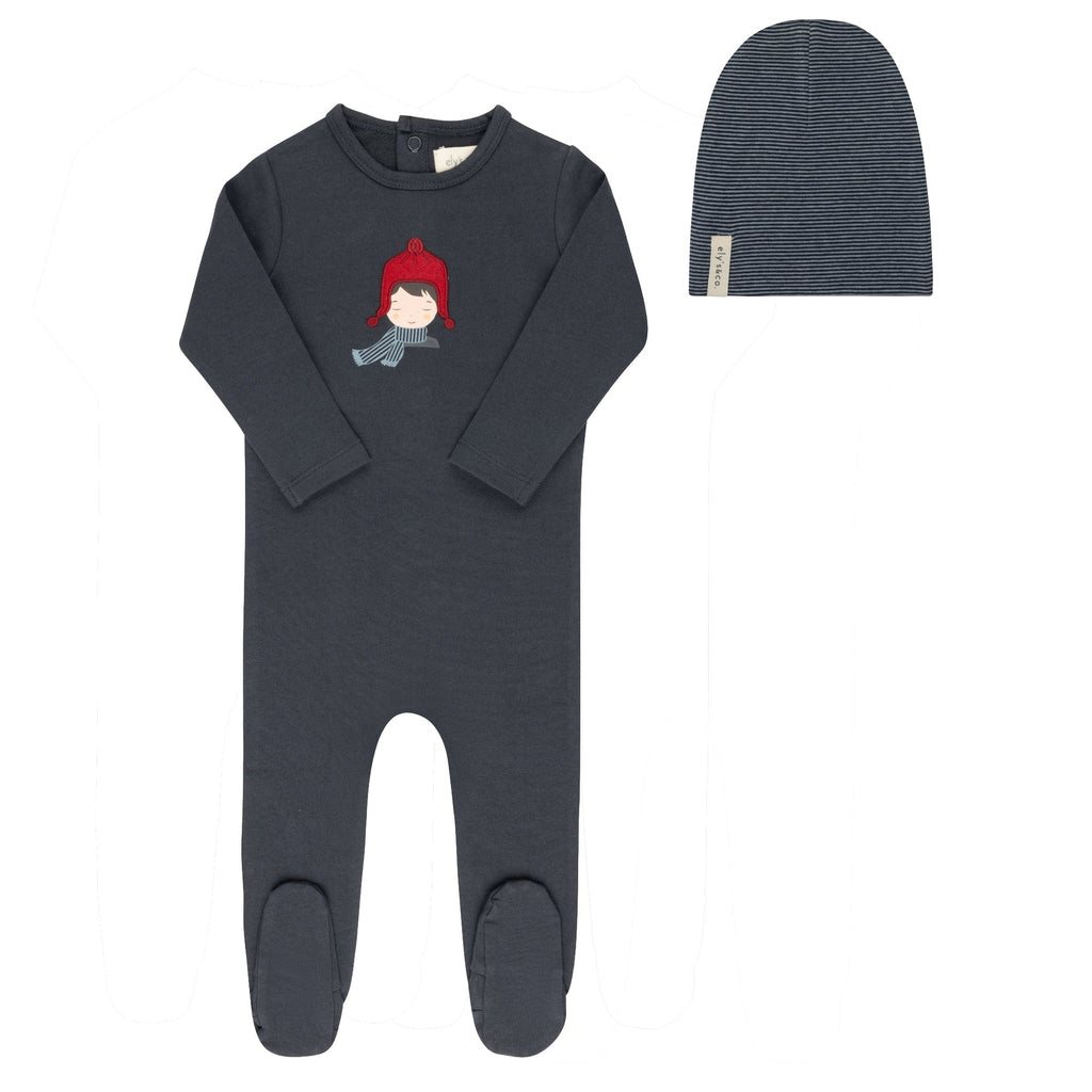 Ely's&Co. Footie Jellybeanzkids Ely's Autumn Footie + Beanie-Navy