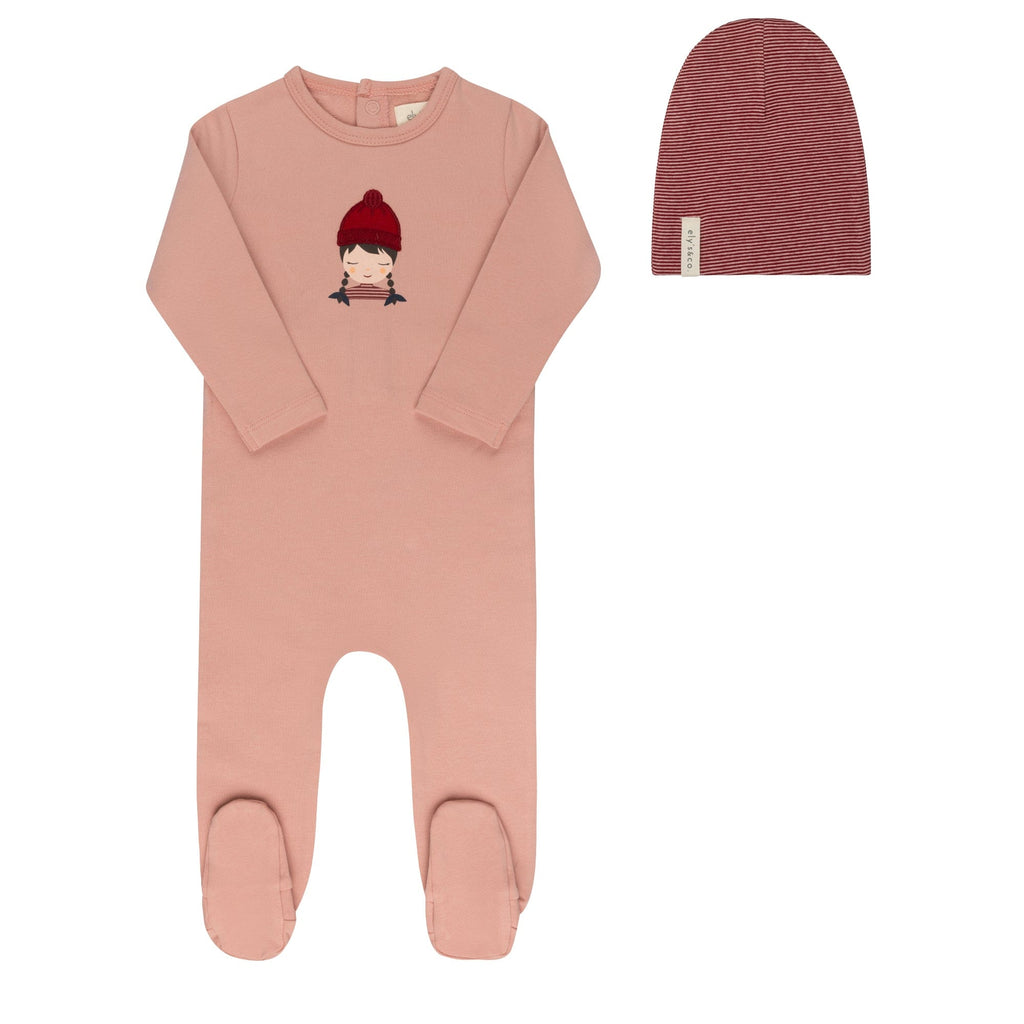 Ely's&Co. Footie Jellybeanzkids Ely's Autumn Footie + Beanie-Pink