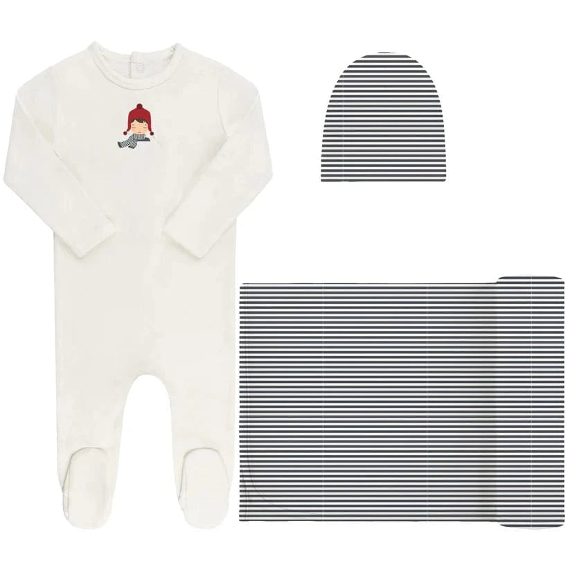Ely's&Co. Footie Jellybeanzkids Ely's Autumn Take Me Home Set-Ivory/Blue