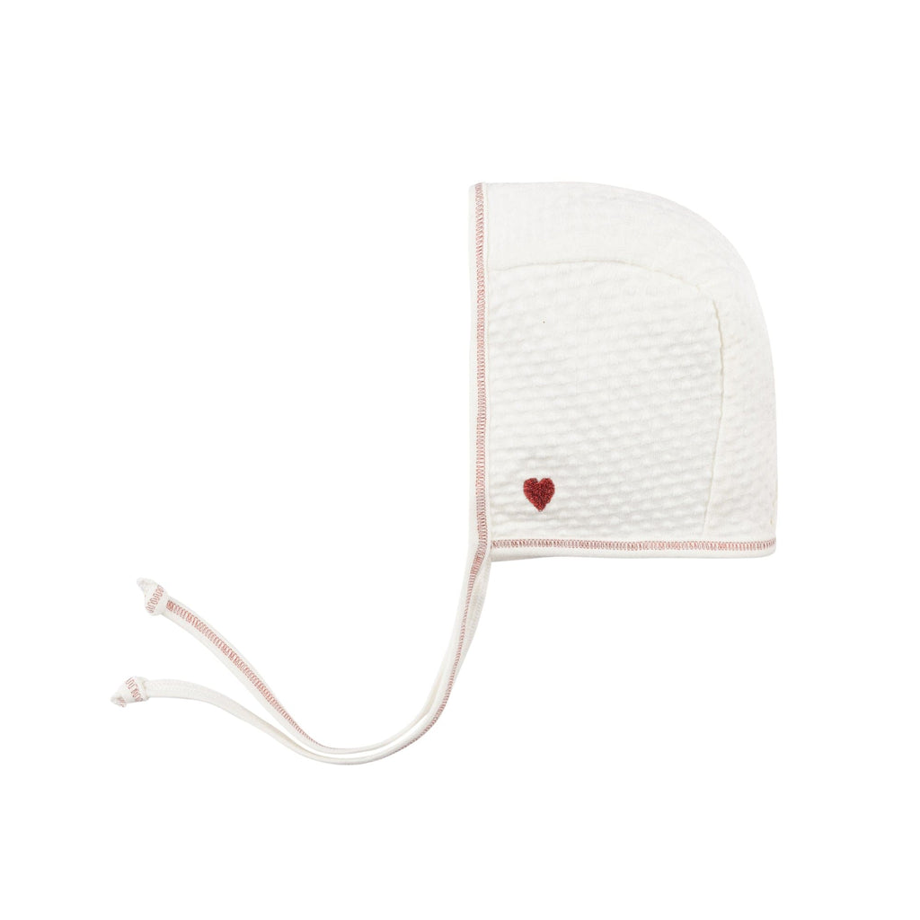 Ely's&Co. footie Jellybeanzkids Ely's Emroidered Heart Footie with Bonnet-Ivory