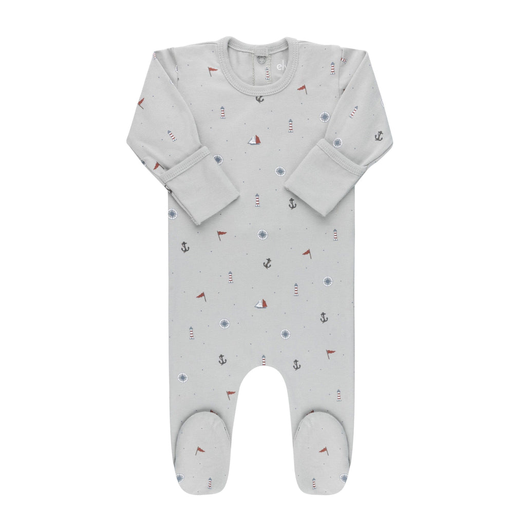 Ely's&Co. footie Jellybeanzkids Ely's Emroidered Nautical Footie -Blue