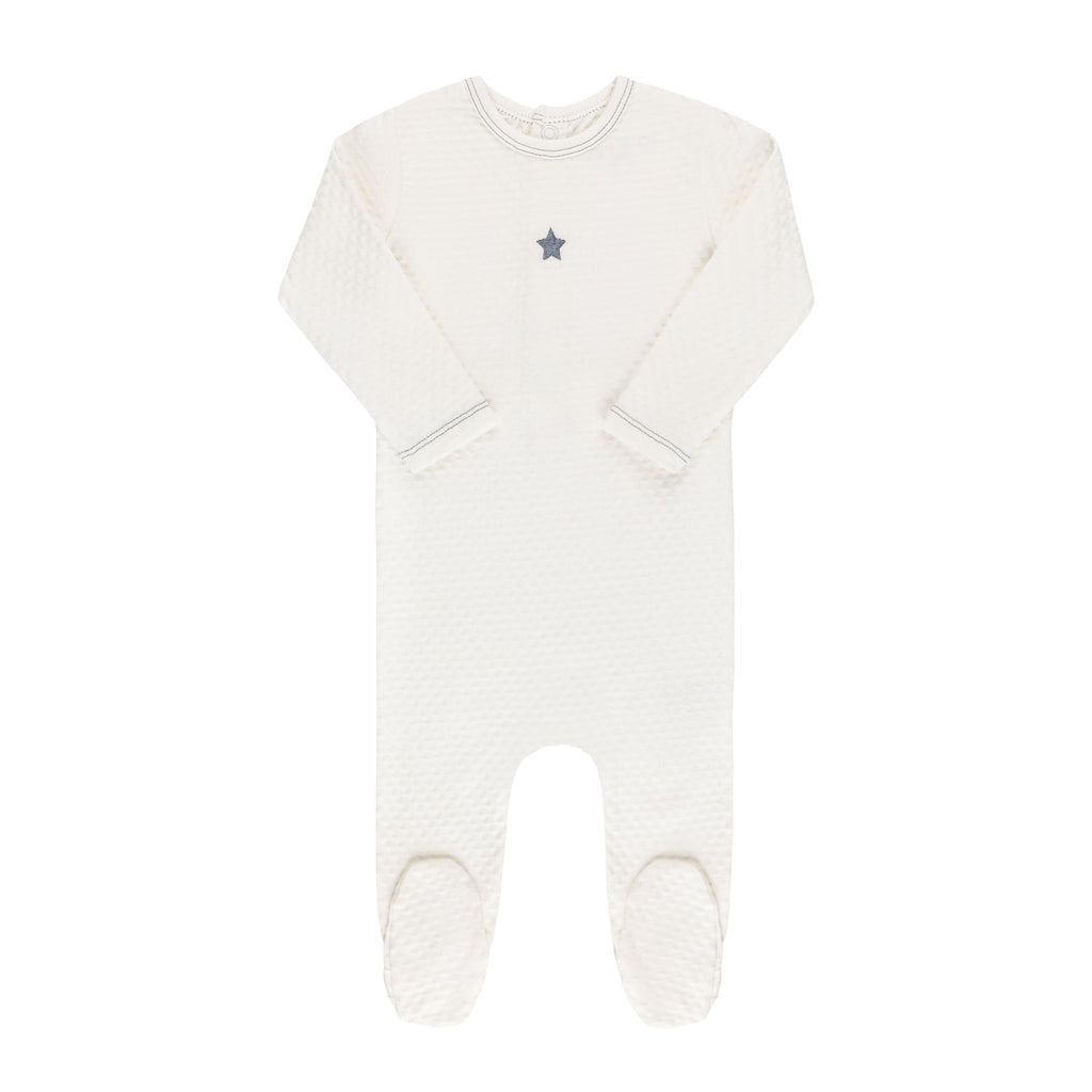 Ely's&Co. footie Jellybeanzkids Ely's Emroidered Star Footie -Ivory