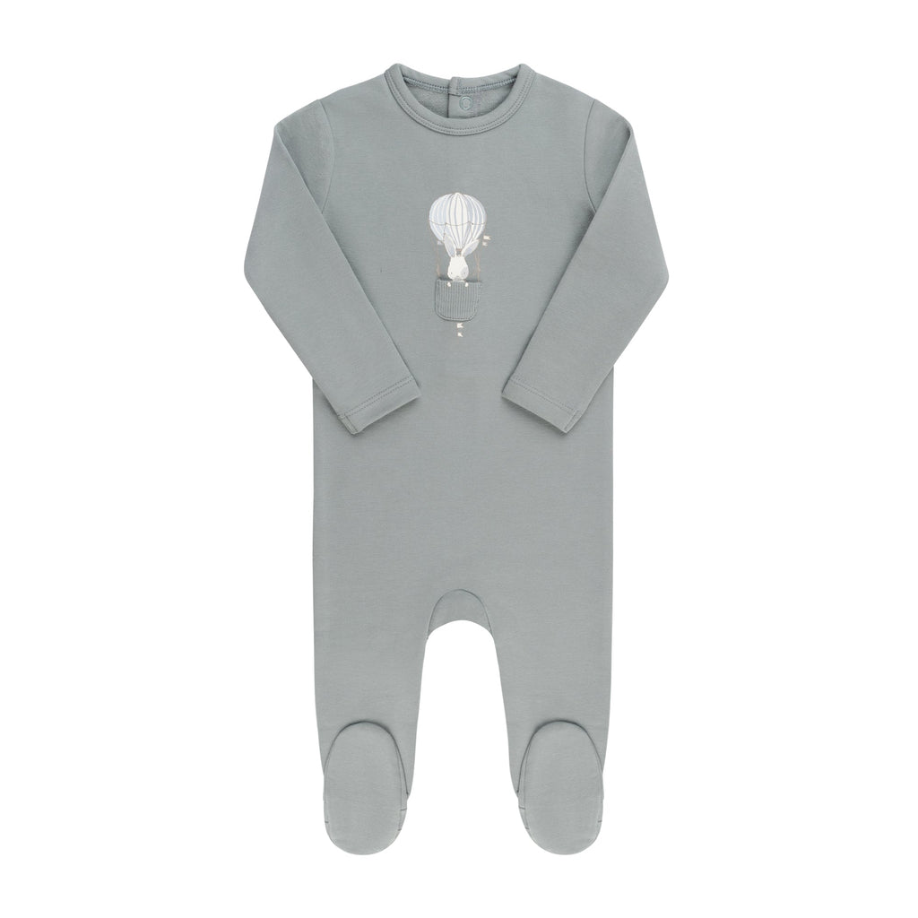 Ely's&Co. Footie Jellybeanzkids Ely's  French Terry — Hot Air Balloon Collection Footie With Beanie -Blue