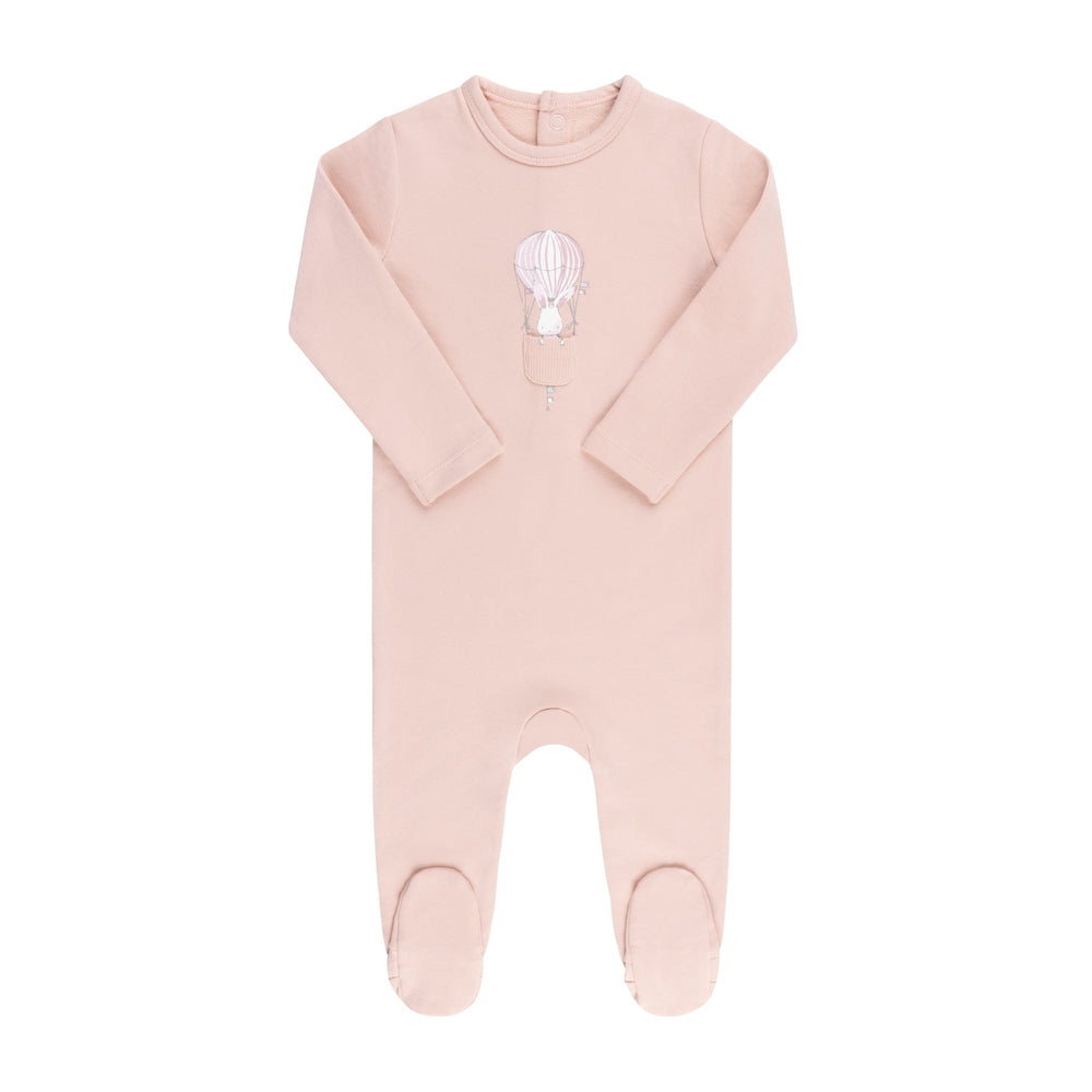 Ely's&Co. Footie Jellybeanzkids Ely's  French Terry — Hot Air Balloon Collection Footie With Beanie -Pink