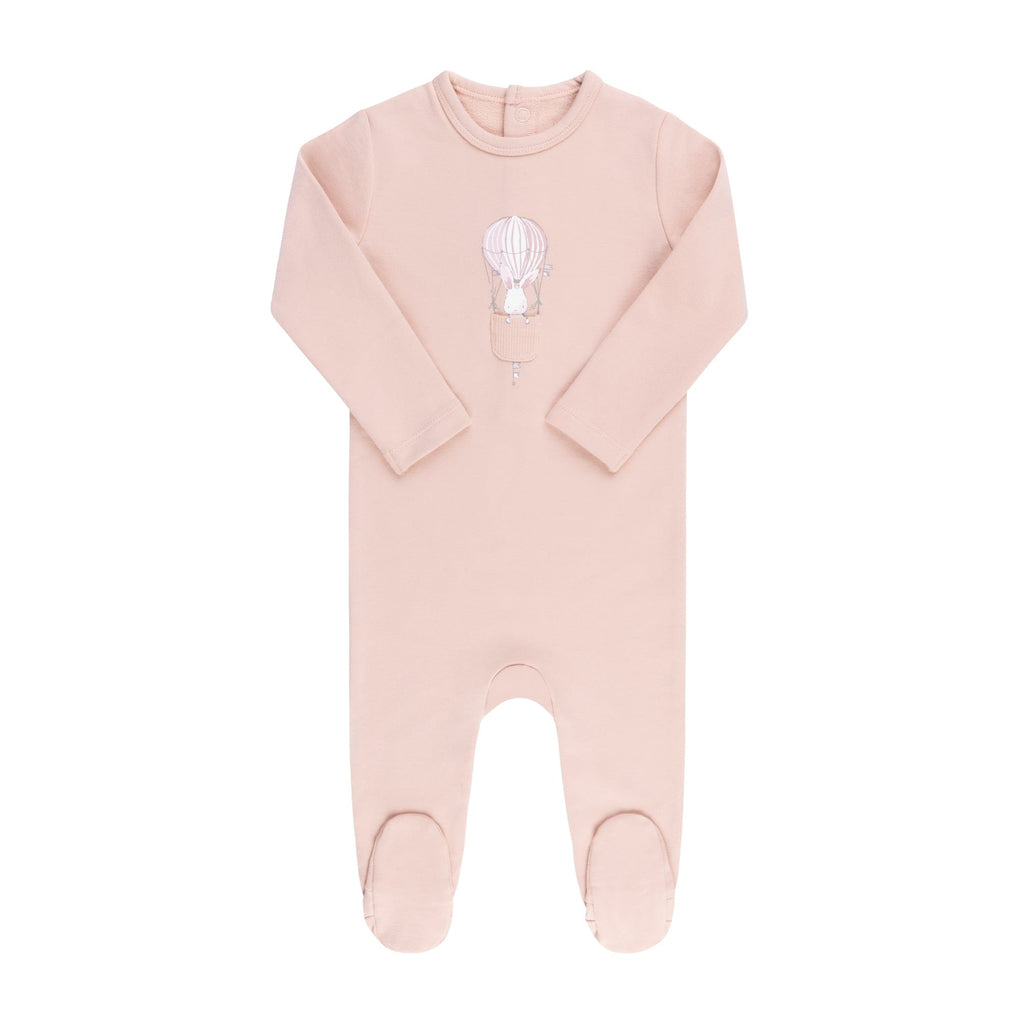 Ely's&Co. Footie Jellybeanzkids Ely's  French Terry — Hot Air Balloon Collection Footie With Beanie -Pink