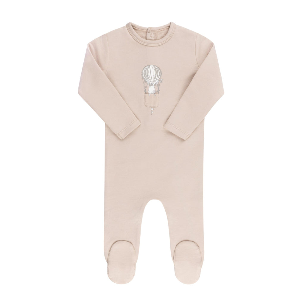 Ely's&Co. Footie Jellybeanzkids Ely's French Terry — Hot Air Balloon Collection -Taupe Grey