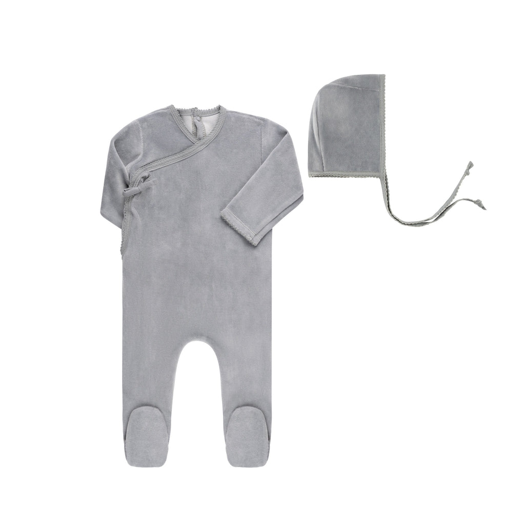 Ely's&Co. Footie Jellybeanzkids Ely's Velour Kimono Collection Footie With Bonnet - Blue